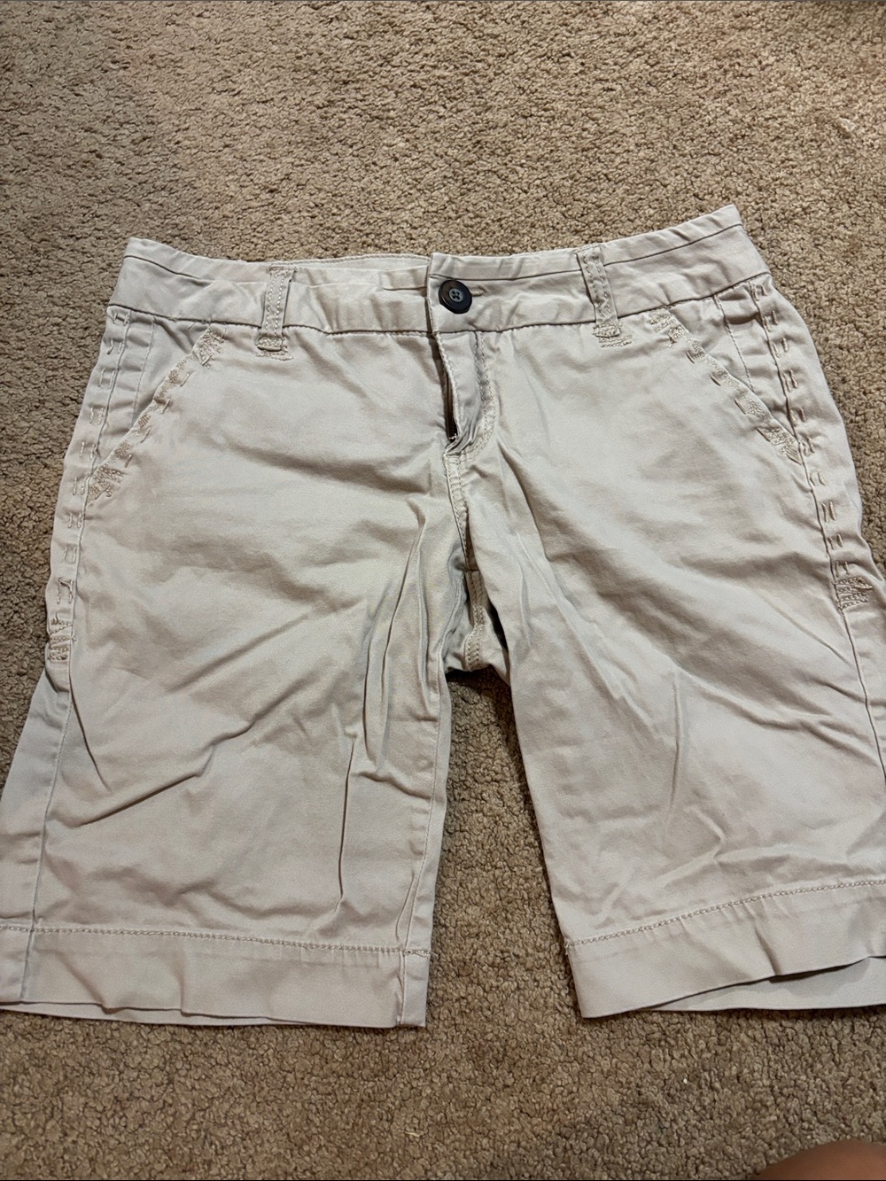 Women's Cream Casual Bermuda Shorts with Belt Loops